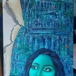 ganga (acrylic) 26x36 price rs.70000